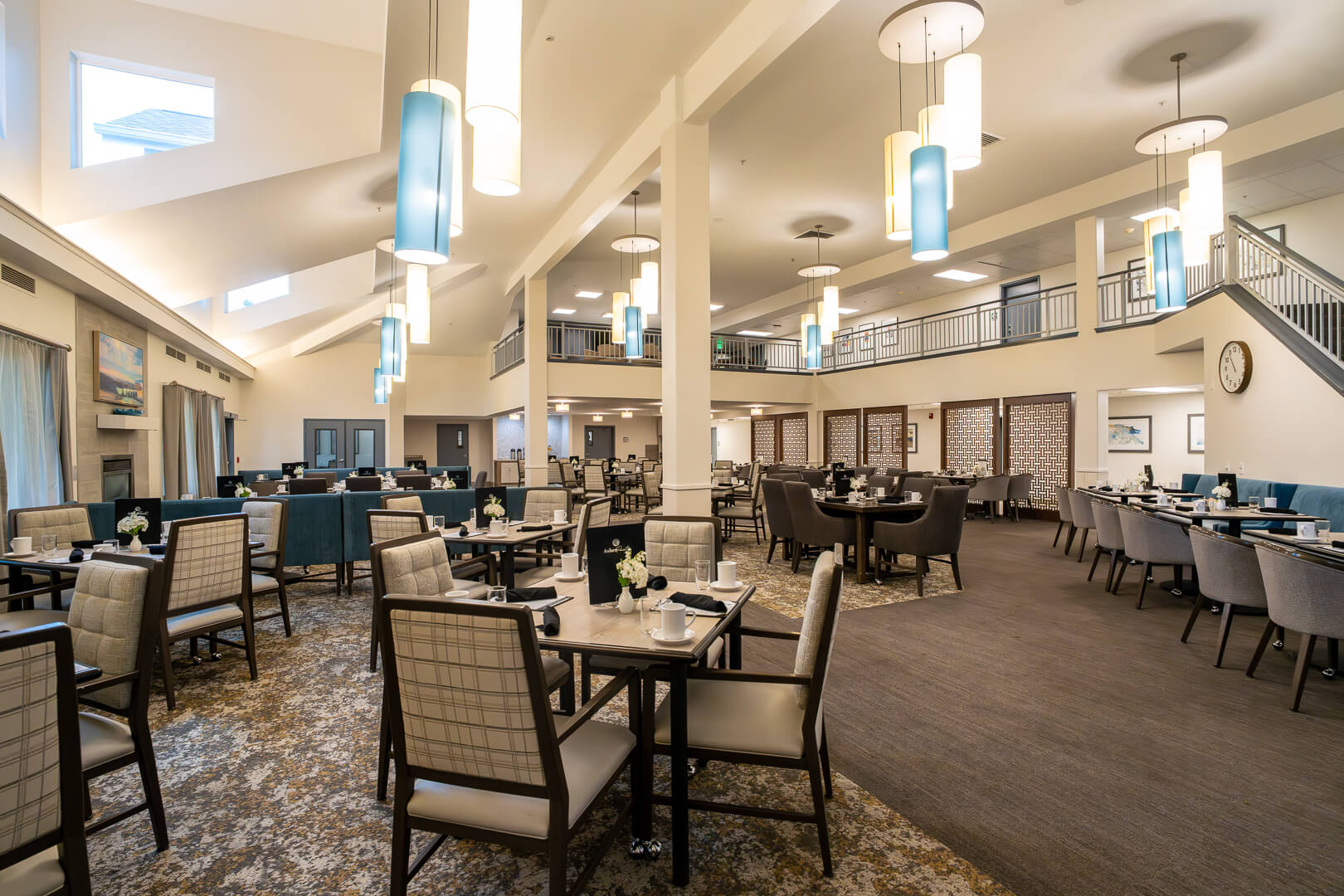 Spacious Community Dining Room With Contemporary Seating for Independent Living